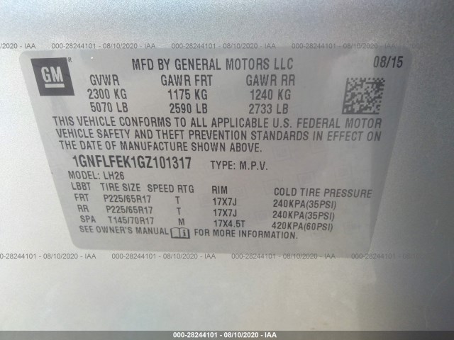 Photo 8 VIN: 1GNFLFEK1GZ101317 - CHEVROLET EQUINOX 