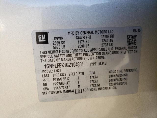 Photo 12 VIN: 1GNFLFEK1GZ104881 - CHEVROLET EQUINOX LT 