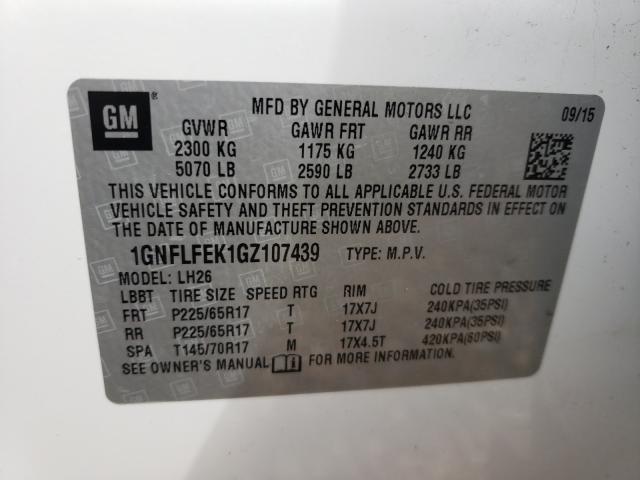 Photo 9 VIN: 1GNFLFEK1GZ107439 - CHEVROLET EQUINOX LT 