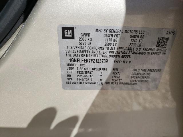 Photo 9 VIN: 1GNFLFEK7FZ123739 - CHEVROLET EQUINOX LT 