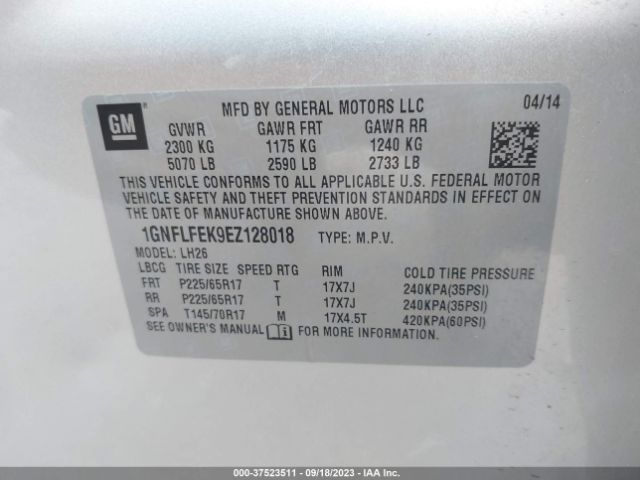 Photo 8 VIN: 1GNFLFEK9EZ128018 - CHEVROLET EQUINOX 