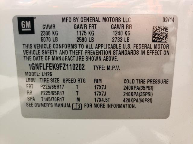 Photo 12 VIN: 1GNFLFEK9FZ110202 - CHEVROLET EQUINOX LT 