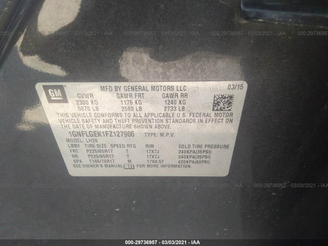 Photo 8 VIN: 1GNFLGEK1FZ127906 - CHEVROLET EQUINOX 