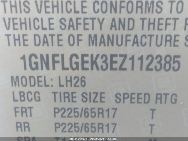 Photo 8 VIN: 1GNFLGEK3EZ112385 - CHEVROLET EQUINOX 