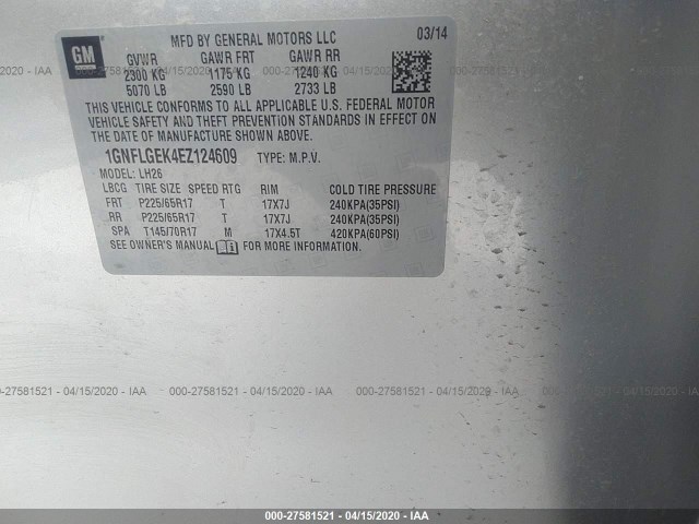 Photo 8 VIN: 1GNFLGEK4EZ124609 - CHEVROLET EQUINOX 