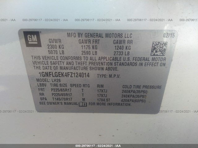 Photo 8 VIN: 1GNFLGEK4FZ124014 - CHEVROLET EQUINOX 