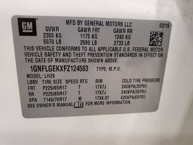 Photo 12 VIN: 1GNFLGEKXFZ124583 - CHEVROLET EQUINOX LT 