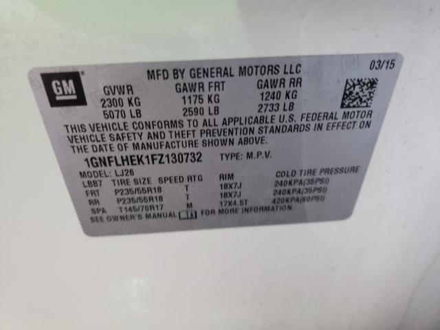 Photo 9 VIN: 1GNFLHEK1FZ130732 - CHEVROLET EQUINOX LT 