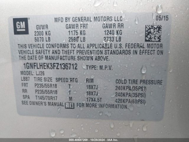 Photo 8 VIN: 1GNFLHEK3FZ136712 - CHEVROLET EQUINOX 