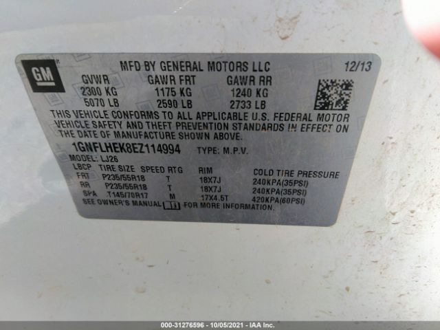 Photo 8 VIN: 1GNFLHEK8EZ114994 - CHEVROLET EQUINOX 