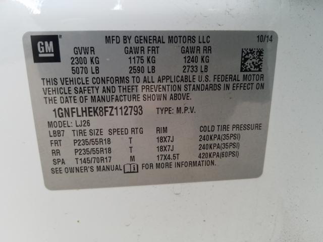 Photo 9 VIN: 1GNFLHEK8FZ112793 - CHEVROLET EQUINOX LT 