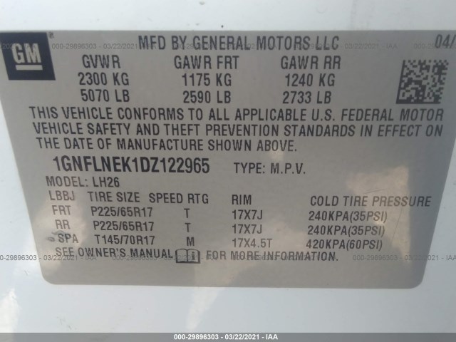 Photo 8 VIN: 1GNFLNEK1DZ122965 - CHEVROLET EQUINOX 