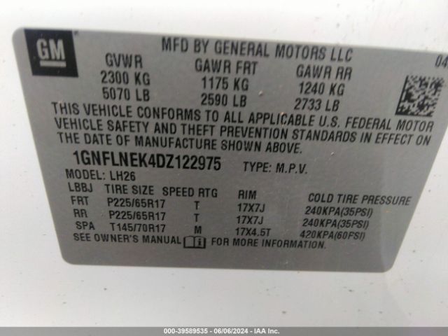 Photo 8 VIN: 1GNFLNEK4DZ122975 - CHEVROLET EQUINOX 