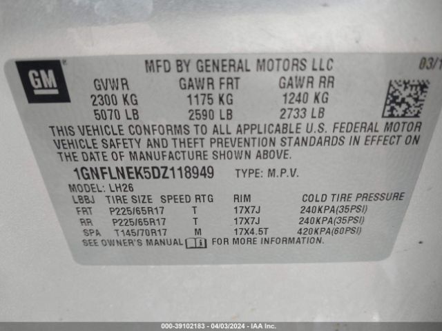 Photo 8 VIN: 1GNFLNEK5DZ118949 - CHEVROLET EQUINOX 