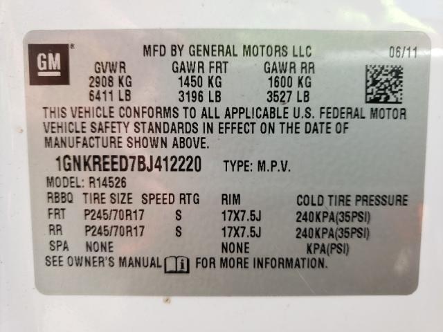 Photo 9 VIN: 1GNKREED7BJ412220 - CHEVROLET TRAVERSE L 