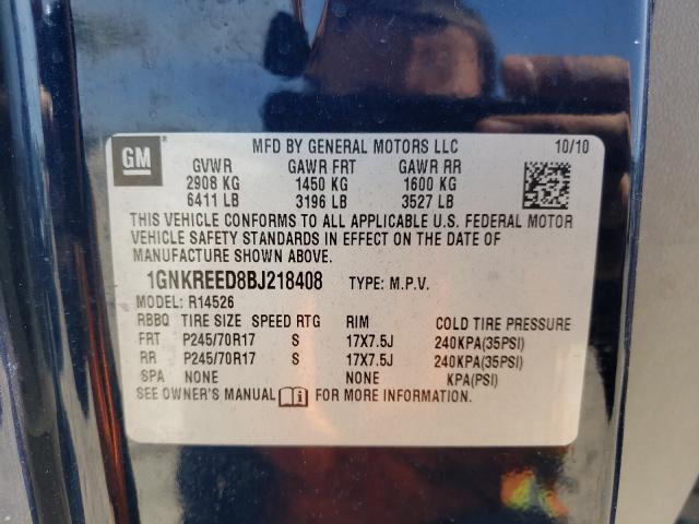 Photo 9 VIN: 1GNKREED8BJ218408 - CHEVROLET TRAVERSE L 