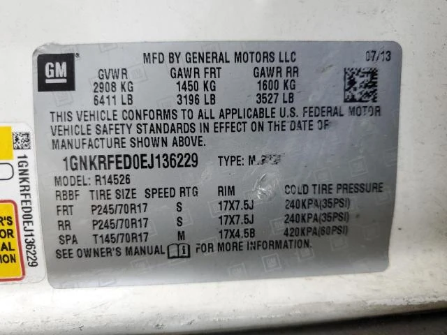 Photo 11 VIN: 1GNKRFED0EJ136229 - CHEVROLET TRAVERSE L 