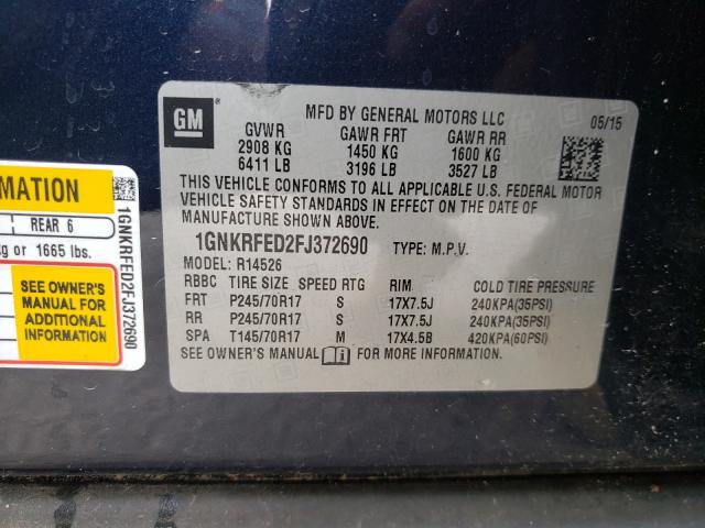 Photo 9 VIN: 1GNKRFED2FJ372690 - CHEVROLET TRAVERSE L 