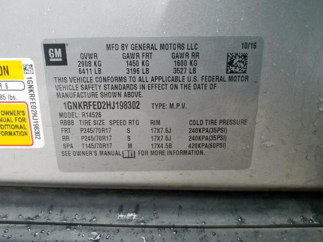 Photo 9 VIN: 1GNKRFED2HJ198302 - CHEVROLET TRAVERSE L 