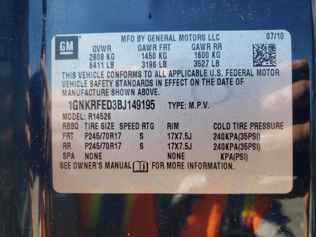 Photo 9 VIN: 1GNKRFED3BJ149195 - CHEVROLET TRAVERSE L 