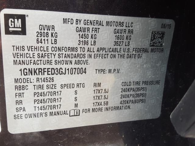 Photo 9 VIN: 1GNKRFED3GJ107004 - CHEVROLET TRAVERSE L 