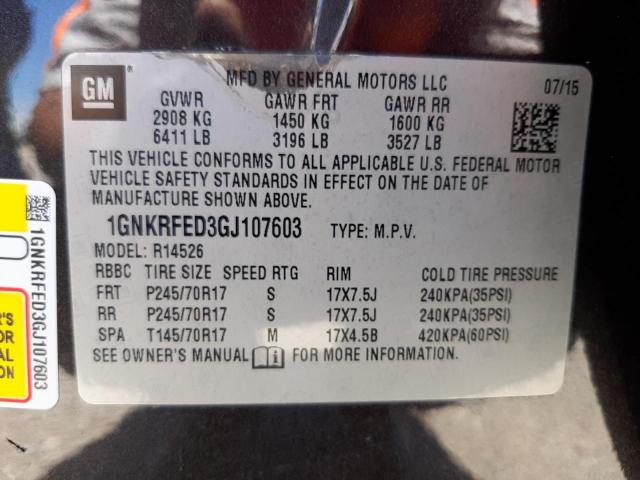 Photo 9 VIN: 1GNKRFED3GJ107603 - CHEVROLET TRAVERSE L 