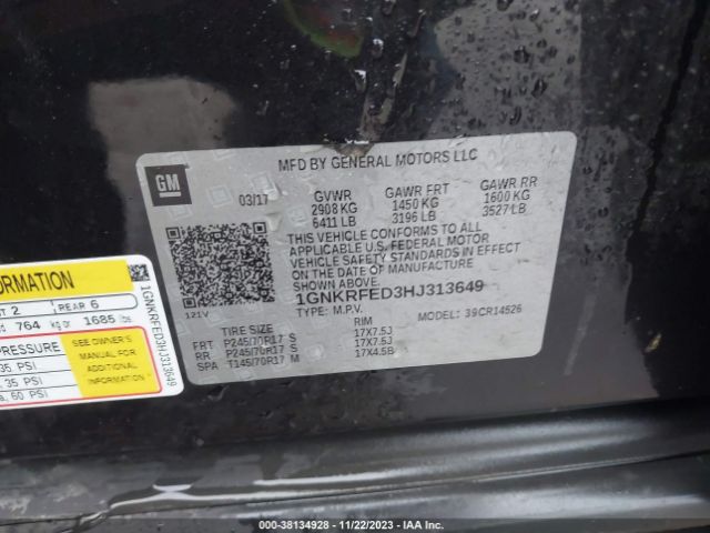 Photo 8 VIN: 1GNKRFED3HJ313649 - CHEVROLET TRAVERSE 