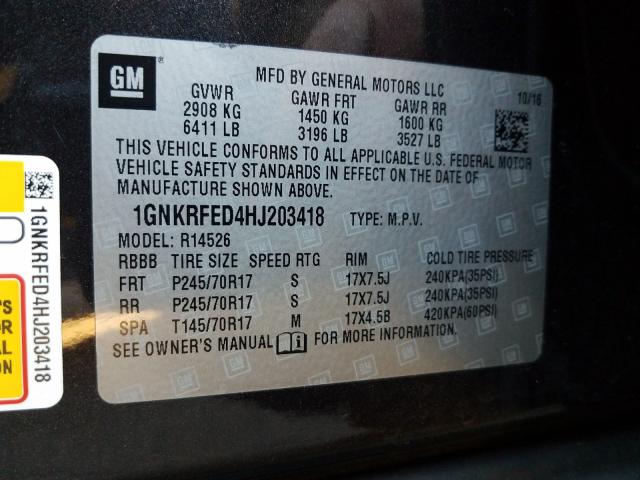 Photo 9 VIN: 1GNKRFED4HJ203418 - CHEVROLET TRAVERSE L 