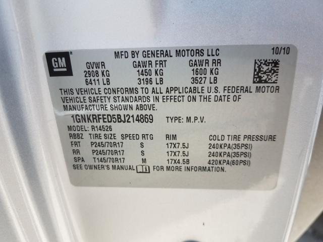 Photo 9 VIN: 1GNKRFED5BJ214869 - CHEVROLET TRAVERSE L 