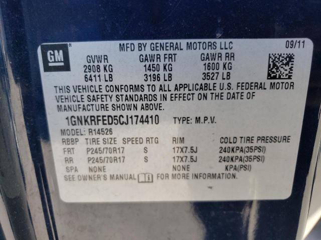 Photo 12 VIN: 1GNKRFED5CJ174410 - CHEVROLET TRAVERSE 