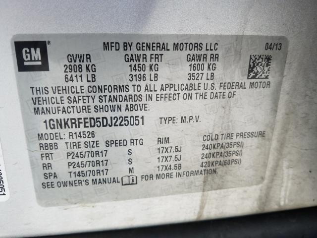 Photo 9 VIN: 1GNKRFED5DJ225051 - CHEVROLET TRAVERSE L 