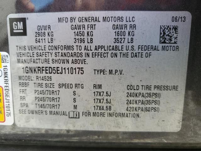 Photo 11 VIN: 1GNKRFED5EJ110175 - CHEVROLET TRAVERSE L 