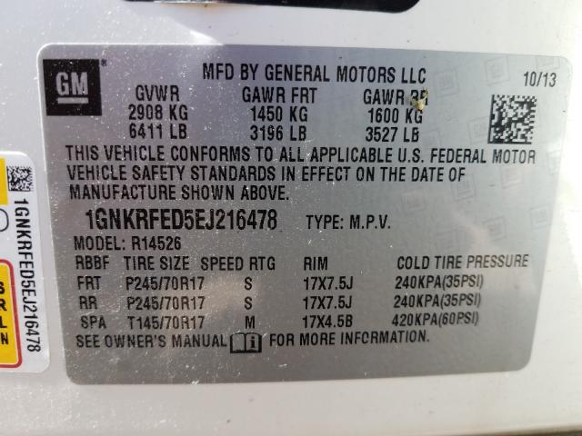 Photo 9 VIN: 1GNKRFED5EJ216478 - CHEVROLET TRAVERSE L 