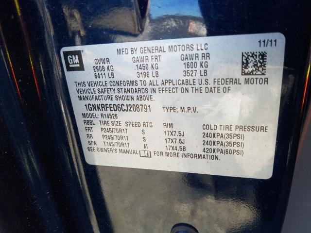 Photo 9 VIN: 1GNKRFED6CJ208791 - CHEVROLET TRAVERSE L 