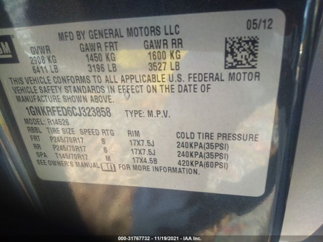 Photo 8 VIN: 1GNKRFED6CJ323858 - CHEVROLET TRAVERSE 