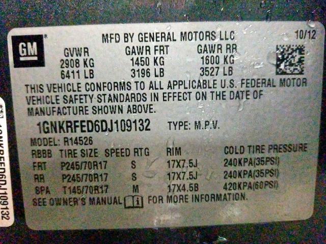 Photo 9 VIN: 1GNKRFED6DJ109132 - CHEVROLET TRAVERSE L 