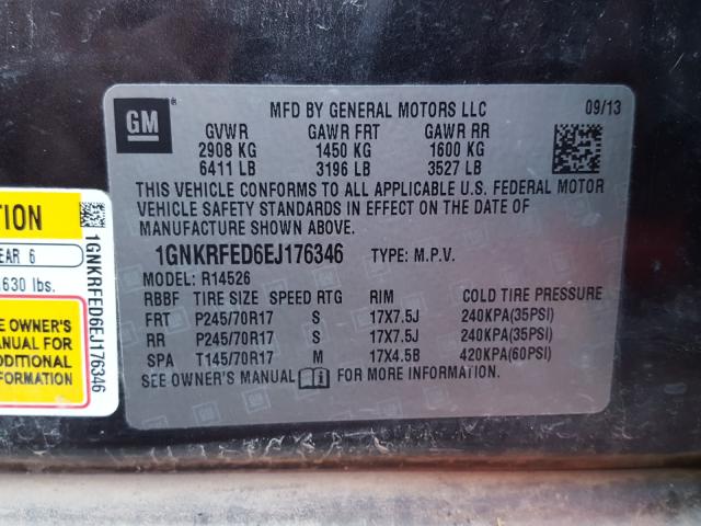 Photo 9 VIN: 1GNKRFED6EJ176346 - CHEVROLET TRAVERSE L 