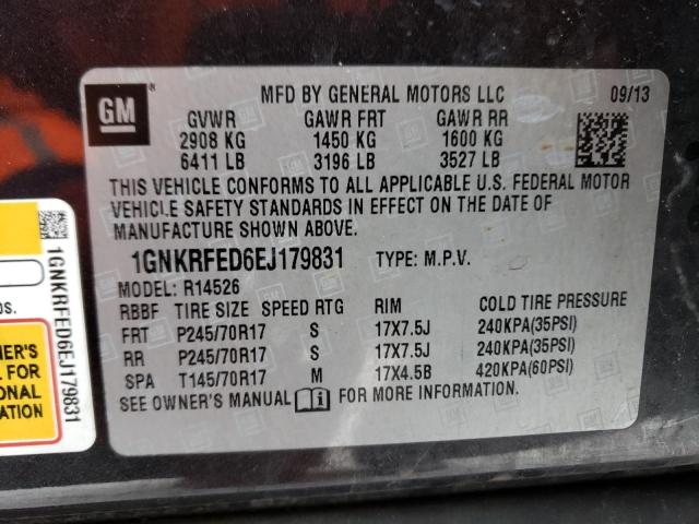 Photo 12 VIN: 1GNKRFED6EJ179831 - CHEVROLET TRAVERSE L 