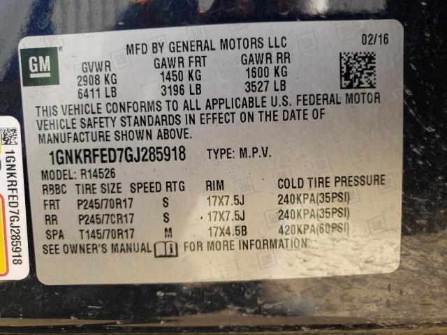 Photo 9 VIN: 1GNKRFED7GJ285918 - CHEVROLET TRAVERSE L 