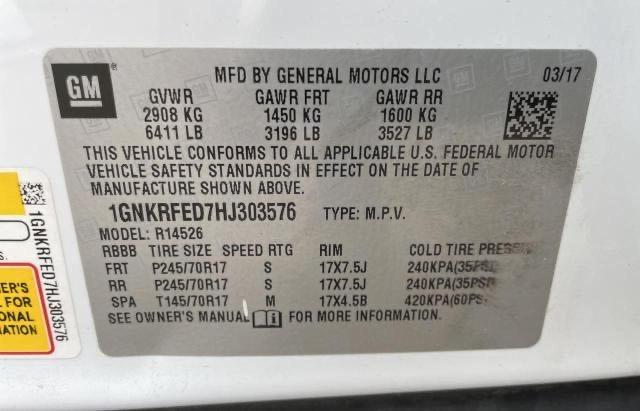 Photo 9 VIN: 1GNKRFED7HJ303576 - CHEVROLET TRAVERSE L 