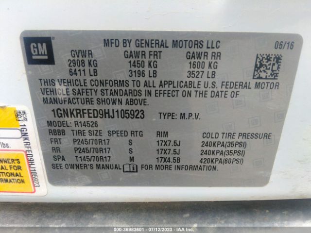 Photo 8 VIN: 1GNKRFED9HJ105923 - CHEVROLET TRAVERSE 