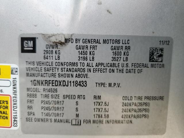 Photo 12 VIN: 1GNKRFEDXDJ118433 - CHEVROLET TRAVERSE L 