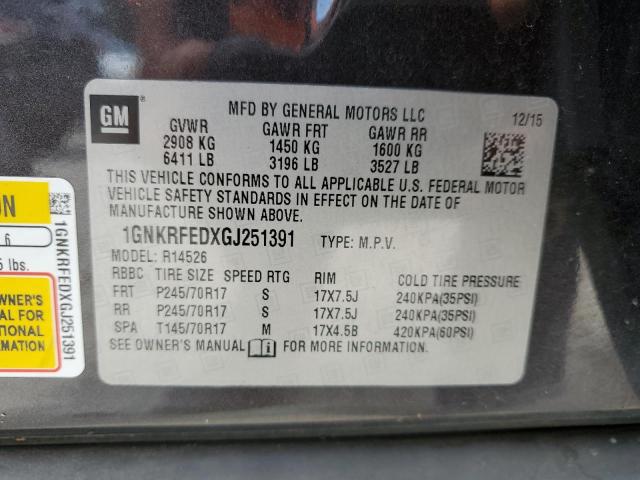 Photo 12 VIN: 1GNKRFEDXGJ251391 - CHEVROLET TRAVERSE 