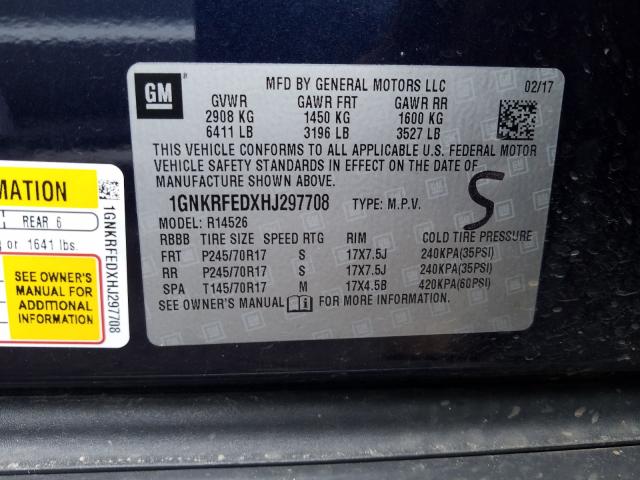 Photo 9 VIN: 1GNKRFEDXHJ297708 - CHEVROLET TRAVERSE L 