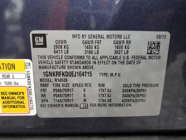 Photo 12 VIN: 1GNKRFKD0EJ164715 - CHEVROLET TRAVERSE 