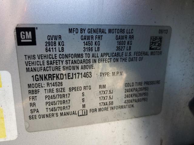 Photo 12 VIN: 1GNKRFKD1EJ171463 - CHEVROLET TRAVERSE 