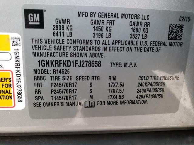 Photo 13 VIN: 1GNKRFKD1FJ278658 - CHEVROLET TRAVERSE L 