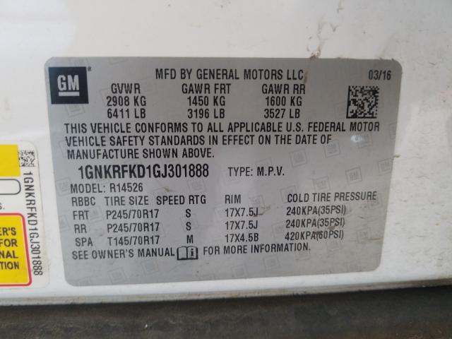 Photo 9 VIN: 1GNKRFKD1GJ301888 - CHEVROLET TRAVERSE L 