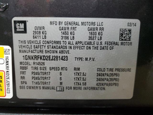 Photo 12 VIN: 1GNKRFKD2EJ281423 - CHEVROLET TRAVERSE L 