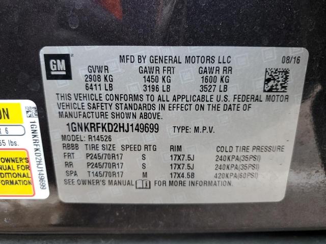 Photo 12 VIN: 1GNKRFKD2HJ149699 - CHEVROLET TRAVERSE L 